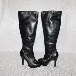 Saks Fifth Avenue, Leather Boots, Color-Black,Size-6m